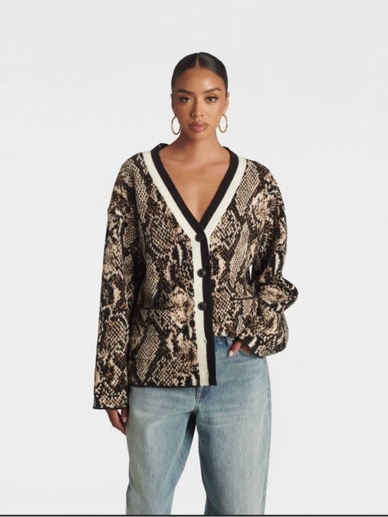 KBB by KAHLANA Sweaters - KBB by KAHLANA Women's Snake
Print 'The Slouchy Cardigan
Sweater' - Brown S NWT